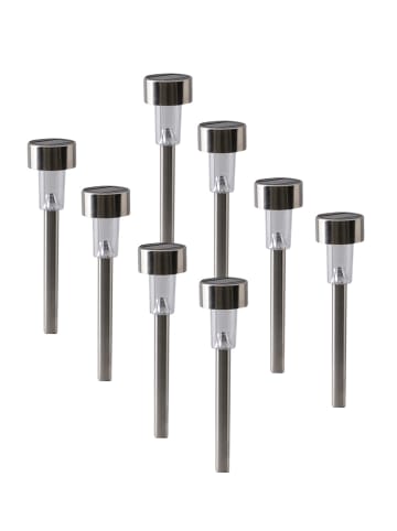 näve LED Solarleuchte "EDDA" in stahl-blank - (L)5.5 cm x (B)5.5 cm x (H)36.5 cm