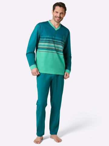 WITT WEIDEN Schlafanzug in aquapetrol-blaugrün-bedruckt