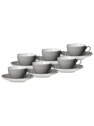 Ritzenhoff & Breker 6er Set Kaffeetassen mit Untertassen Doppio 200 ml in Grau