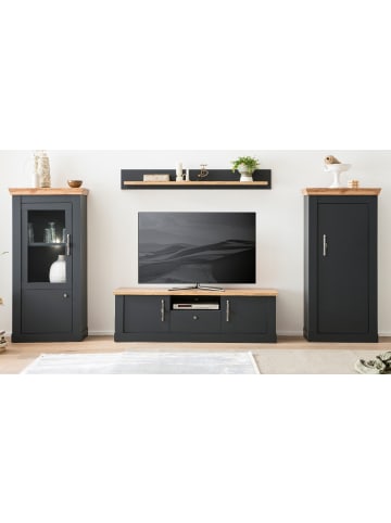 Furn.Design Wohnwand 4-teilig grau, Eiche Wotan, Landhaus 322 cm, Kombination mit Soft-Close