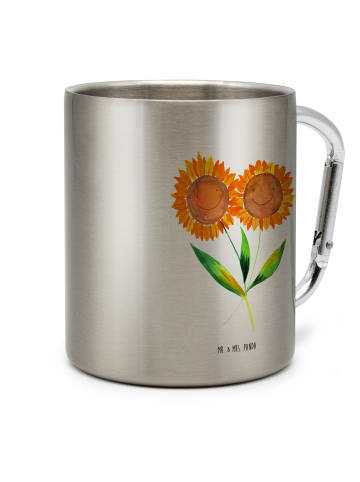Mr. & Mrs. Panda Edelstahltasse Blume Sonnenblume ohne Spruch in Silber