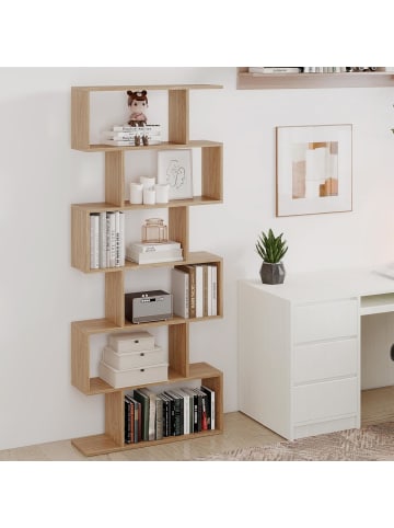 COSTWAY Bücherregal 6 Ebenen 192cm in Hellbraun