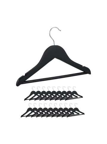 relaxdays 20 x Kinderkleiderbügel in Schwarz - (B)30,5 x (H)19 x (T)1 cm
