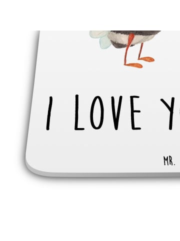 Mr. & Mrs. Panda Untersetzer Bienen Paar mit Spruch in Weiß