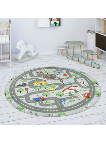 KADIMA DESIGN Kinderteppich waschmaschinenwaschbar Roadmap Kinderzimmer in Grau