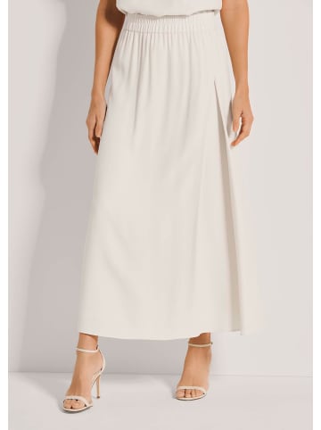 MADELEINE Langer Rock mit tiefer Seitenfalte in perlweiß