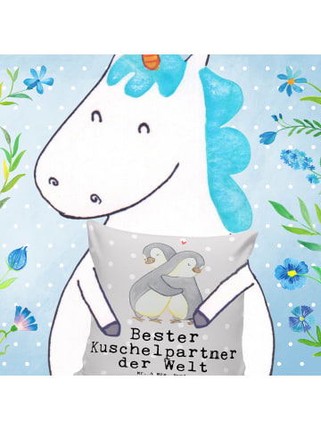 Mr. & Mrs. Panda Zierkissen Pinguin Bester Kuschelpartner der We... in Grau Pastell