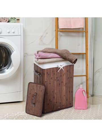 HOMCOM Wäschekorb in Dunkelbraun 40L x 30B x 60H cm