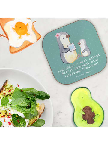 Mr. & Mrs. Panda gläseruntersetzer Logopädin Helden mit Spruch in Meeresbrise