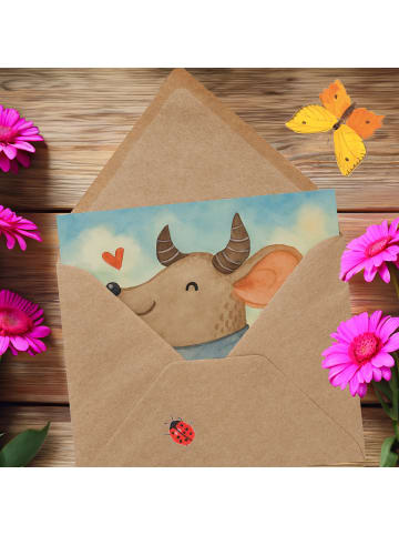 Mr. & Mrs. Panda Grußkarte Stier Astrologie Design ohne Spruch in Weiß