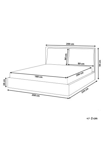 Beliani Wasserbett BAJONNA in Weiß/Schwarz - (W) 200 x (H) 94 x (L) 235 cm
