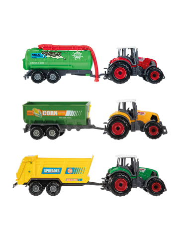 Toi-Toys METAL Landwirtschafts-Spielset – Traktor & Anhänger, 6-teilig in mehrfarbig