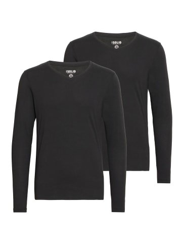 !SOLID V-Shirt SDBasil 21103003ME Langarmshirts im 2er-Pack in Schwarz