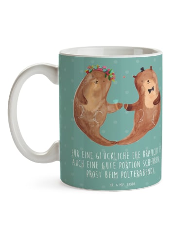 Mr. & Mrs. Panda Mug Scherben Polterabend mit Spruch in Meeresbrise