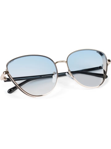 styleBREAKER Cateye Sonnenbrille in Gold / Blau getönt