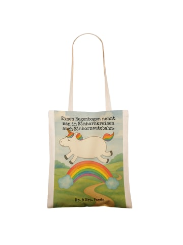 Mr. & Mrs. Panda Tragetasche Einhorn Regenbogen Design mit Spruch in Weiß