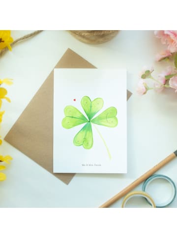 Mr. & Mrs. Panda babykarte Blume Kleeblatt ohne Spruch in Weiß