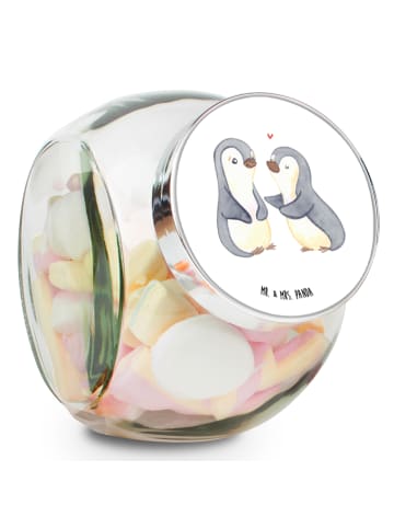 Mr. & Mrs. Panda Vorratsbehälter Pinguine trösten ohne Spruch in Weiß