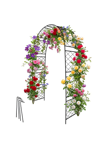 relaxdays Rosenbogen in Schwarz - (B)140 x (H)240 x (T)50 cm