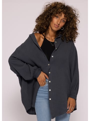 SASSYCLASSY Ultra Oversize Musselin-Blusenhemd lange Variante in Dunkelgrau