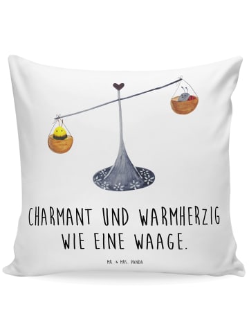 Mr. & Mrs. Panda Deko Kissen Sternzeichen Waage mit Spruch in Weiß