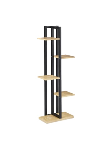 relaxdays Pflanzenregal in Hellbraun/ Schwarz- (B)43 x (H)117 x (T)22 cm