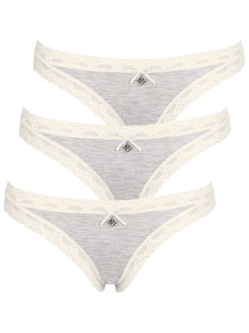 Like It 3er Pack String in ivory grey