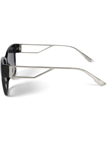 styleBREAKER Sonnenbrille in Schwarz-Silber / Grau Verlauf