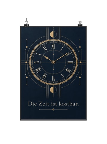 Wandbild Uhr elegant Design mit Spruch in Weiß