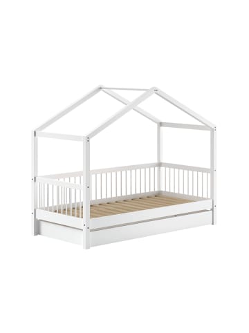 58 aufm Kessel HAUSBETT 90x200 Keeley Buche Weiß Holz Schublade Komfort Stabil Design
