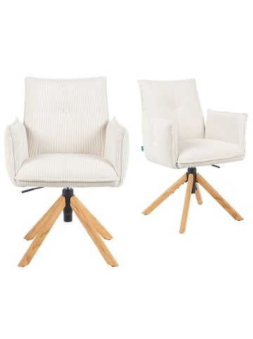 DUBI Möbel 2er-Set: Bürostuhl Mika-Leya in Creme - (B)60 x (H)89 x  (T)63 cm