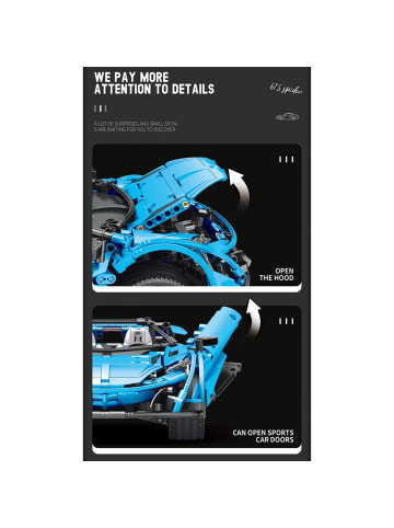 Reobrix 11003-D Sportwagen Cabrio Klemmbaustein Modell RC 1886 Teile