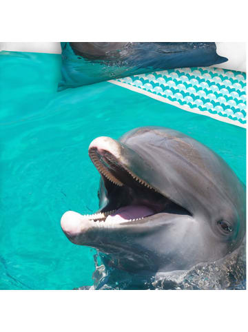 termana Traum&Trend Kinder Bettwäsche-Set "Delfin" in Türkis