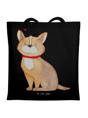 Mr. & Mrs. Panda Shopping Tasche Hund Glück ohne Spruch in Schwarz