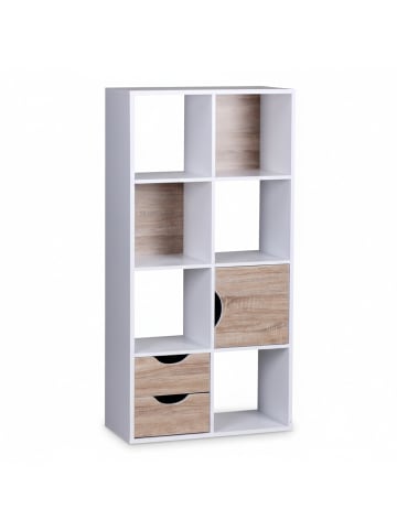 KADIMA DESIGN Bücherregal | Weiß/Sonoma, 60x120x29cm, Schubladen, Tür
