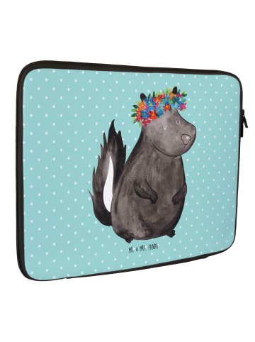 Mr. & Mrs. Panda Laptop Hülle Stinktier  ohne Spruch in Türkis Pastell