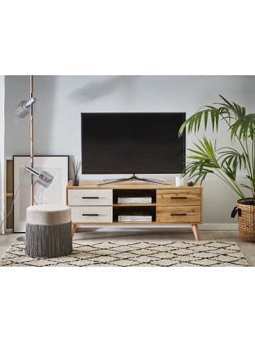 Beliani TV-Schrank FLORIDA in Braun/Weiß - (W) 120 x (H) 49 x (L) 40 cm