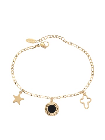 faina Women Chain Link Bracelet With Charms in Gold Black