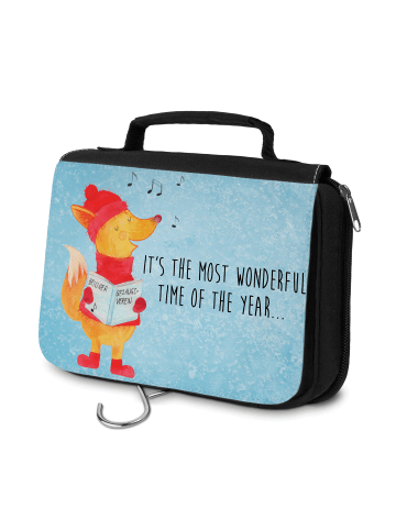 Mr. & Mrs. Panda Toiletry Bag Fuchs Sänger mit Spruch in Eisblau