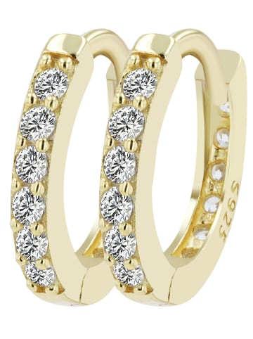 Adeliás Damen 925 Silber Ohrringe Creolen mit funkelnden Zirkonia in gold