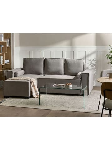 Beliani Schlafsofa EDANE in Grau/Schwarz - (W) 232 x (H) 94 x (L) 150 cm rechtsseitig