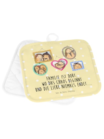 Mr. & Mrs. Panda Topflappen Igel Familie mit Spruch in Gelb Pastell