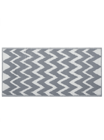 Beliani Outdoorteppich SIRSA in Grau/Weiß - (W) 90 x (H) 0.5 x (L) 180 cm