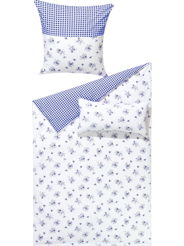 Dyckhoff Weichfrottier Wendebettwäsche in kobalt-weiß
