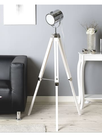 Beliani Stehleuchten ALZETTE in Weiß/Silber - (W) 70 x (H) 143 x (L) 70 cm