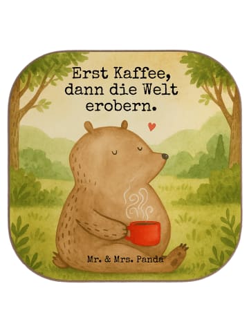 Mr. & Mrs. Panda Tassenuntersetzer Bär Kaffee Design mit Spruch in Weiß