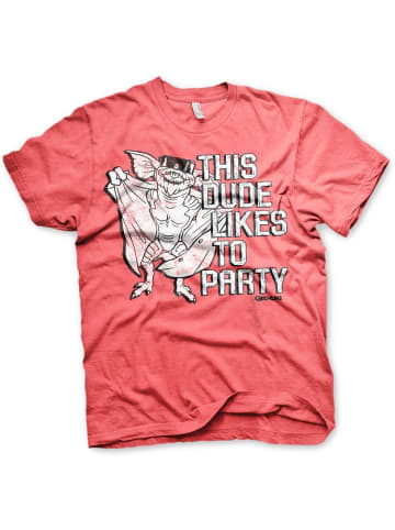 Gremlins T-Shirt "This Dude Likes To Party T-Shirt" in Rot