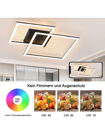 ZMH Deckenleuchte LED in schwarz 2-flammige eckig dimmbar 54W L 57cm