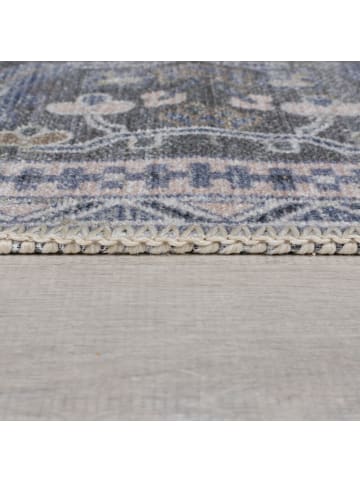 KADIMA DESIGN Maschinenwaschbarer Vintage-Teppich aus recycelten Fasern, rutschfest in Türkis