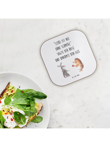 Mr. & Mrs. Panda gläseruntersetzer Hase Igel mit Spruch in Weiß